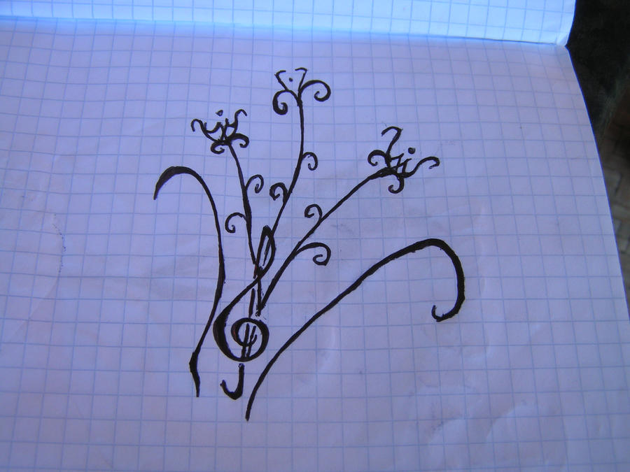 violin key and flowers ? | Flower Tattoo