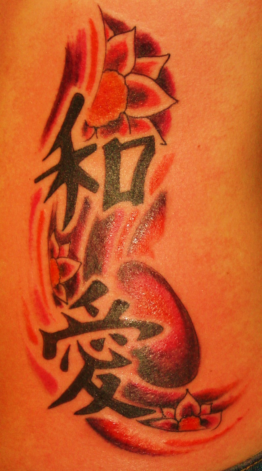 kanji symbols with lotus by
