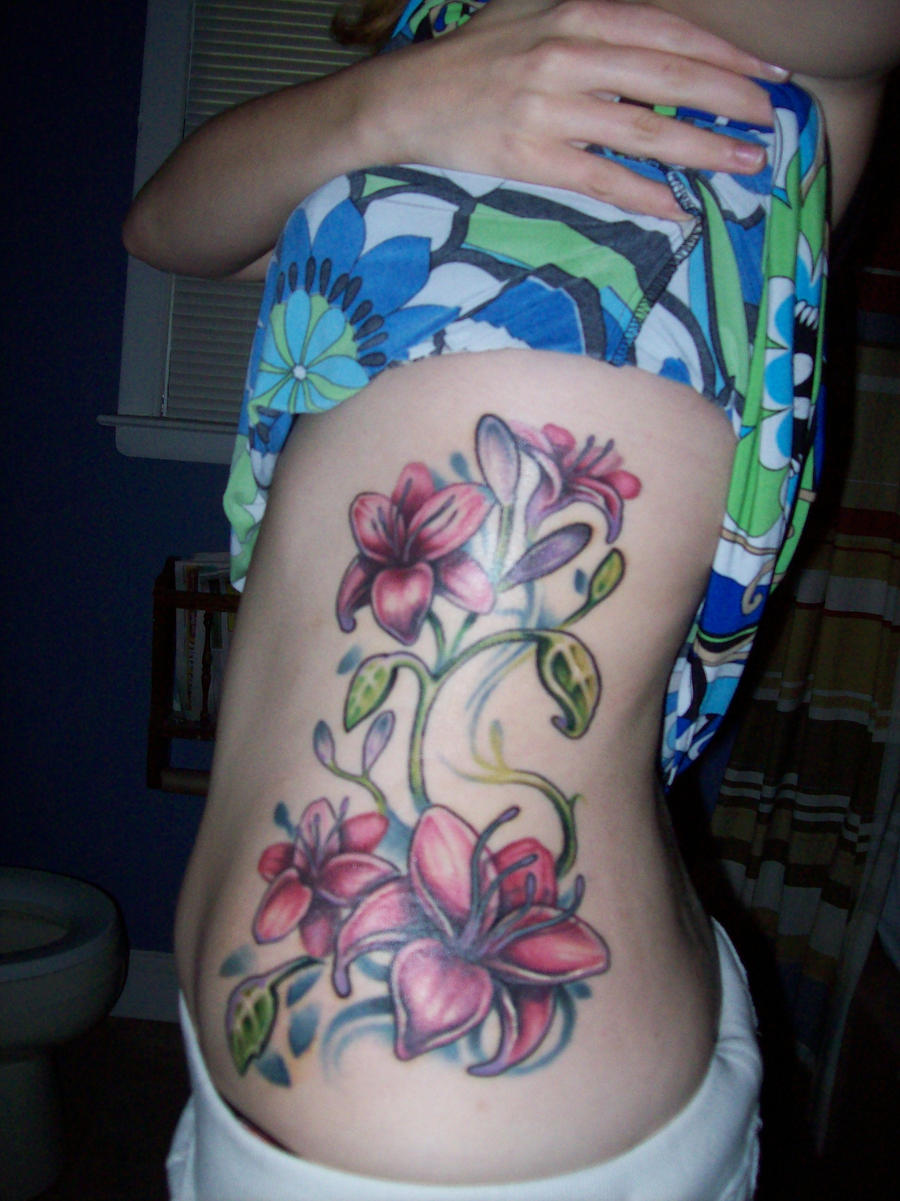 Lily tattoo complete by