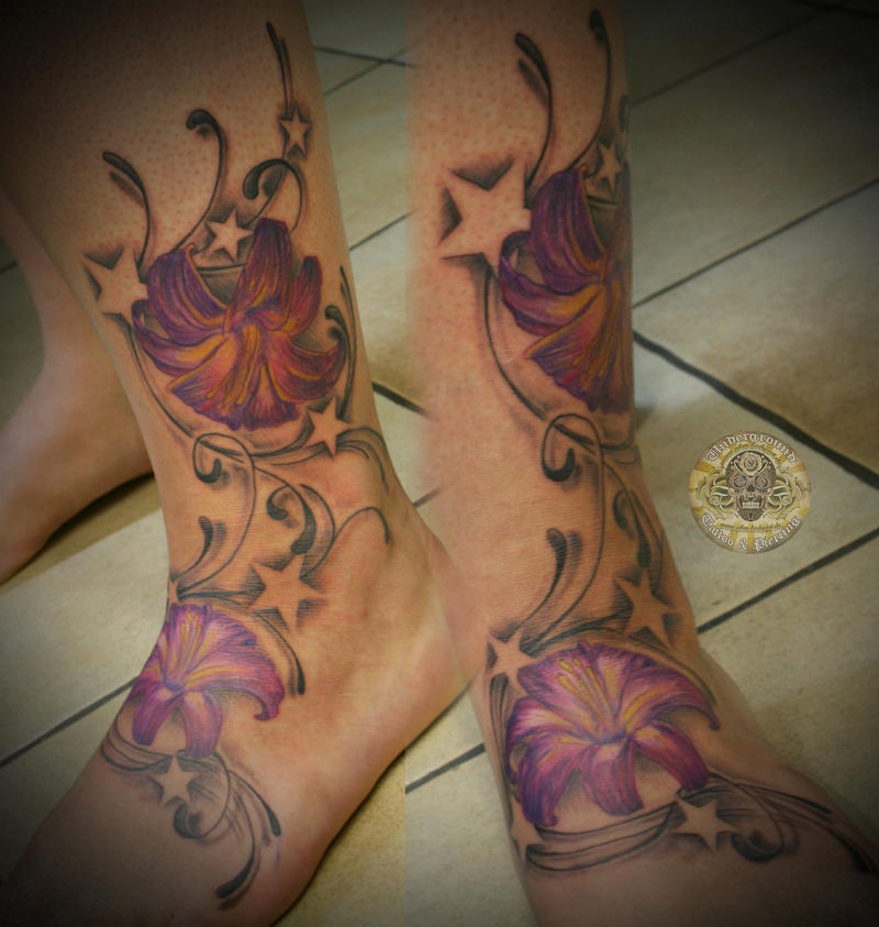Lily swirl star tattoo