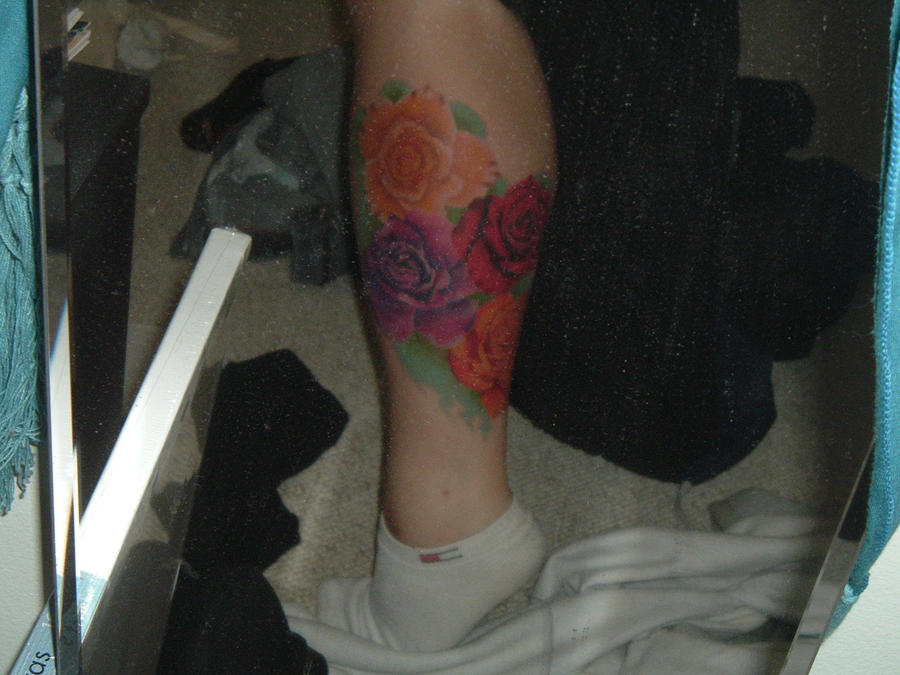 Realistic Rose Leg Tattoo 2 by