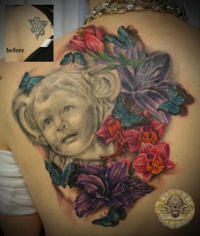 Shoulder Flower Tattoos on Daughter Portrait Flower 2 Ses   Shoulder Tattoo