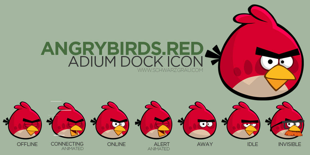 AngryBirds RedBird Adium Icon (7 iconos) - Pulse para descargar