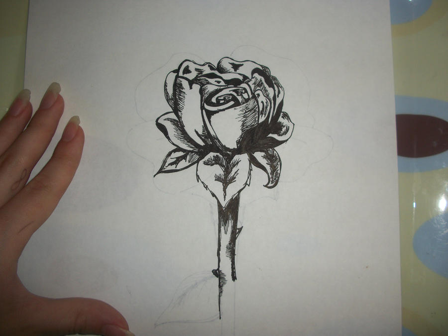 Single Rose Tattoo Design