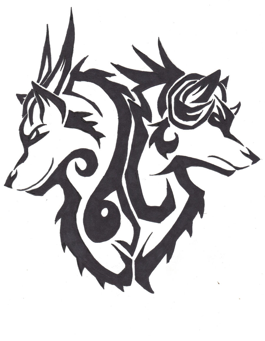 Wolf Animal Tribal Tattoo Design