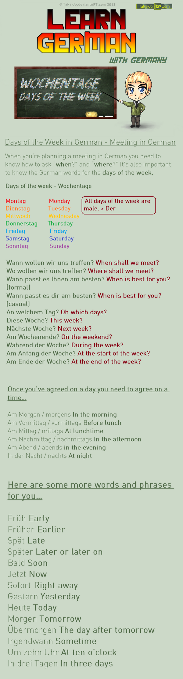 Learn German - Days of the week / Meeting by TaNa-Jo on deviantART