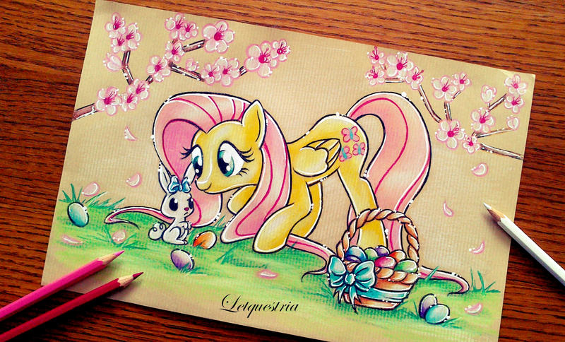 fluttershy_and_her_easter_rabbit_by_letq