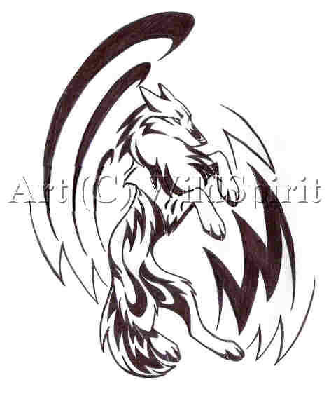 tribal wolf designs. Tribal Wolf Art by