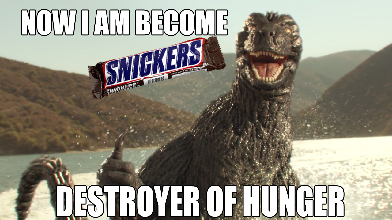 Godzilla Snickers meme by Awesomeness360