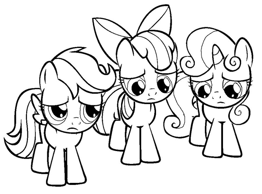 Sad Cutie mark Crusaders (Colouring page) by AmandaGoldheart on DeviantArt