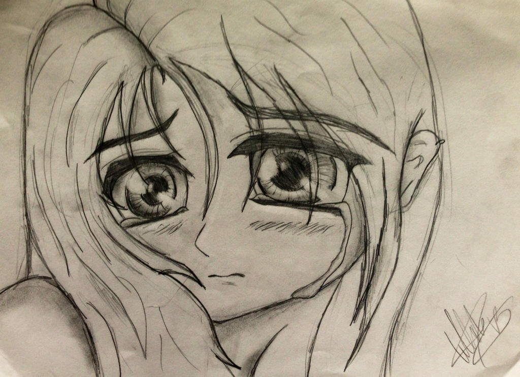 Crying Anime Girl sketch by TellabArt on DeviantArt