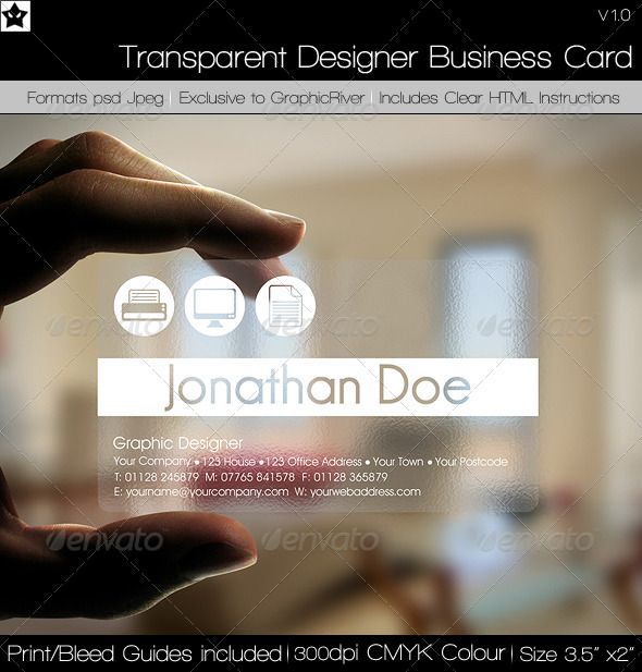 Transparent Designer Business Card Buy It Now
