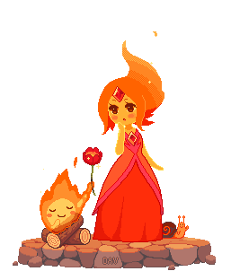 Pixel Flame Princess and Calcifer by DAV-19