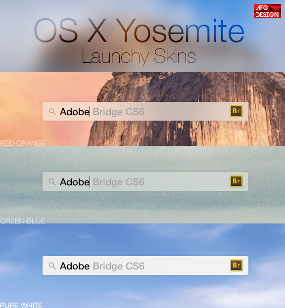 Yosemite Launchy Skins - Skin Pack Theme for Windows 10
